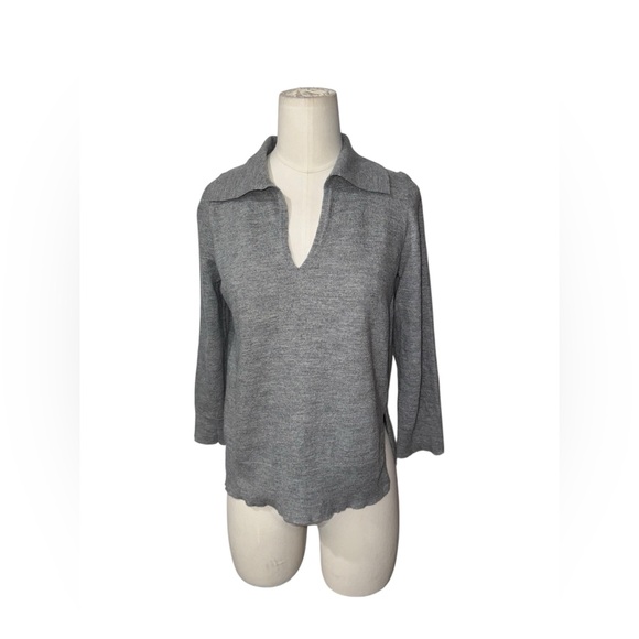 LESET V Neck Sweater Gray - Picture 1 of 5